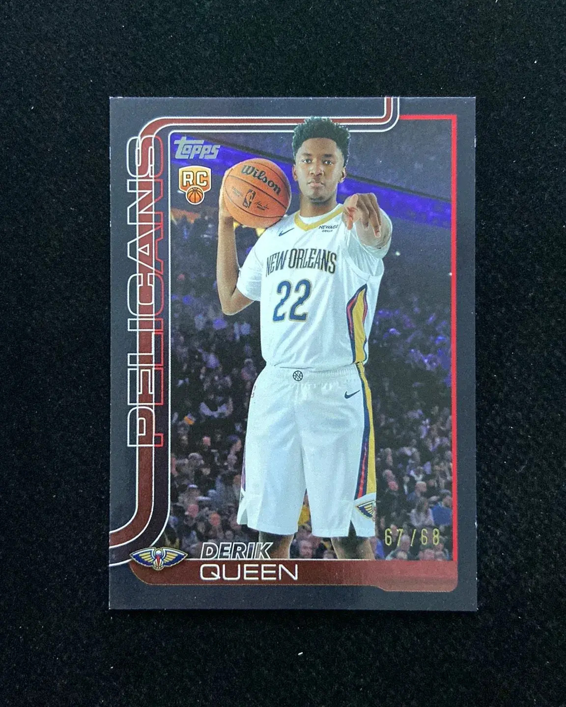 2025-26 Topps Flagship Black Foil #213 Derik Queen RC Rookie /68 Pelicans -QI95