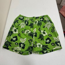 St. Johns Bay Mens Large Green Hibiscus Floral Nylon Swim Trunks Board Shorts