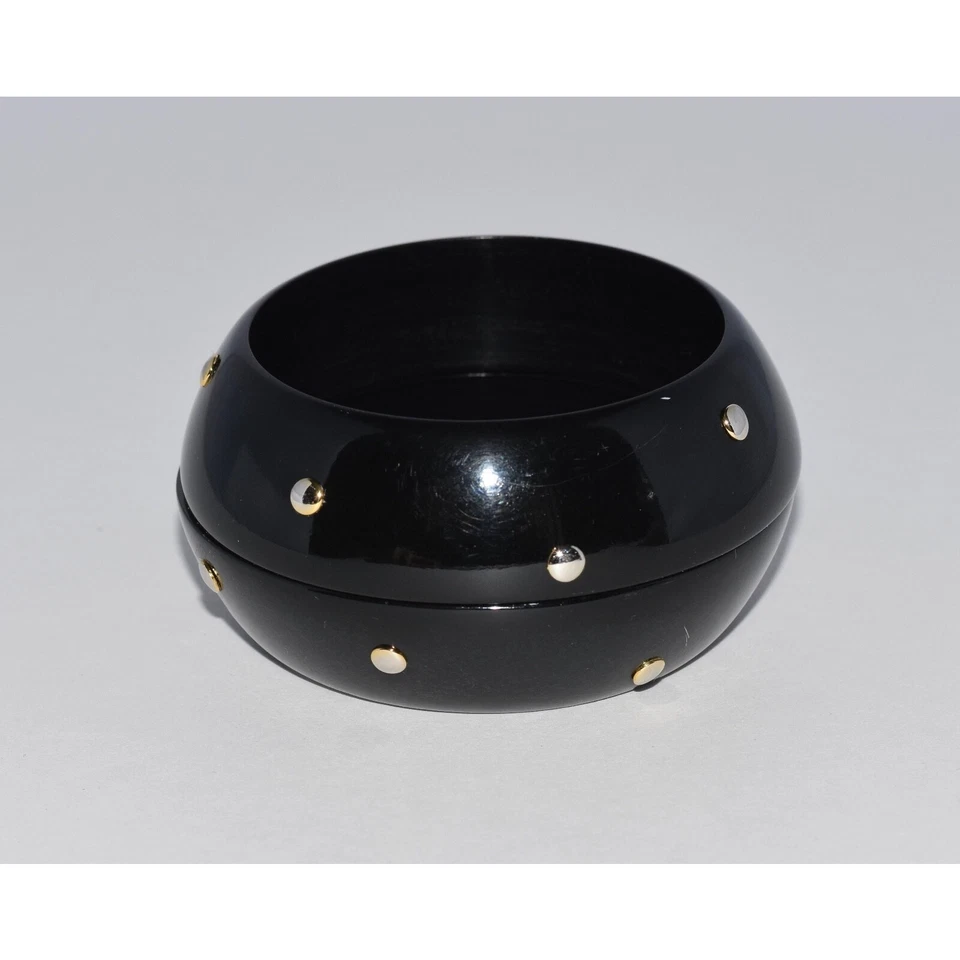 Brazalete ALEXIS BITTER 2 piezas Paris Runway Lucite apilado con tachuelas ¡RARO!! Foto 4 de 4