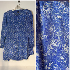 VTG 1970s Blue White Floral Two Piece Skirt Blouse Set 70s 80s Tandy One Size