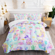 Rainbow Mermaid Comforter Set for Kids - Twin/Full/Queen Size Bedding Set