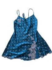 Victoria  s Secret Angels Turquoise Nightgown With Floral Detail And Lace, M
