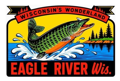 Eagle River Wisconsin Vintage Style Sticker Decal R8501