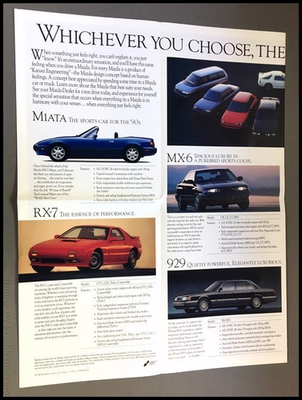 1990 Mazda Original Sales Brochure - Mx-5 Mx5 Miata Poster | eBay