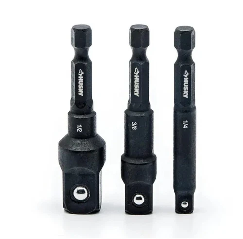 Husky Impact Socket Adapter Set 1/4 in HEX 6 Piece Rate Impact Grade Steel - Picture 2 of 5