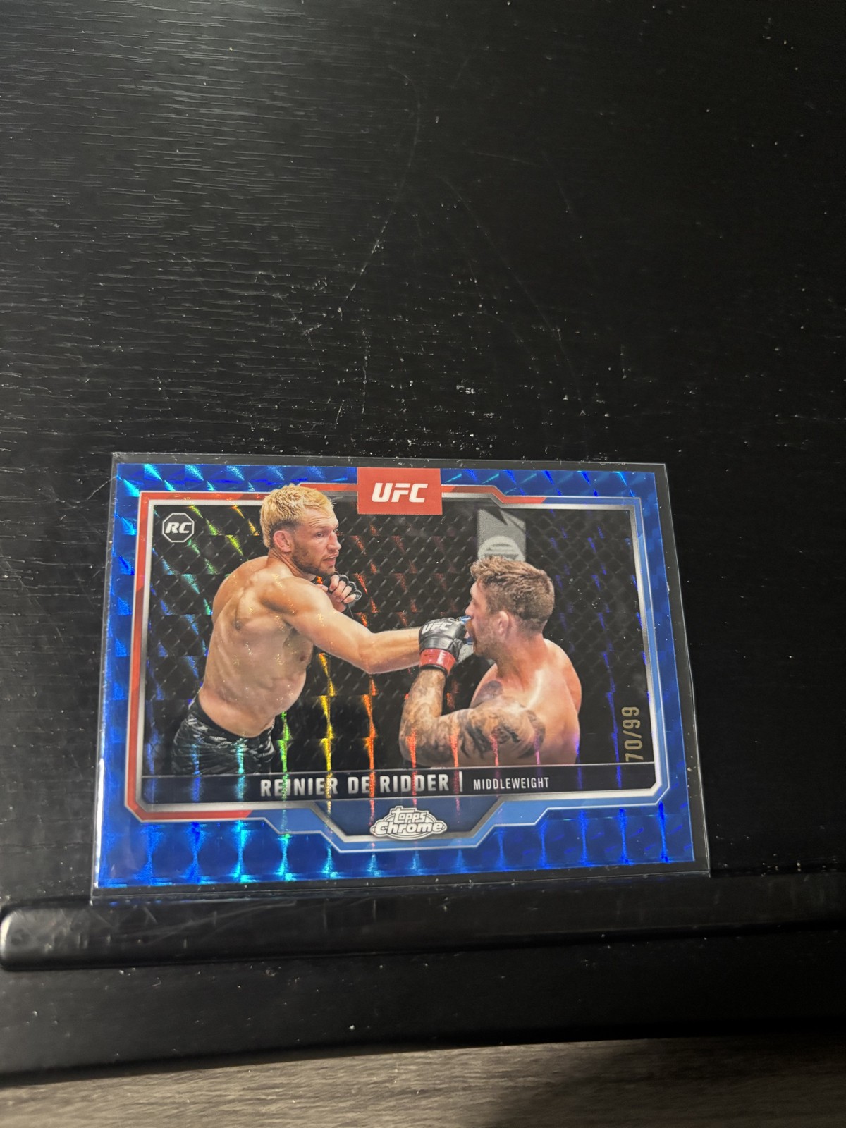 2025 Topps Chrome UFC - Reinier de Ridder #185 Blue Geometric Refractor /99 (RC)