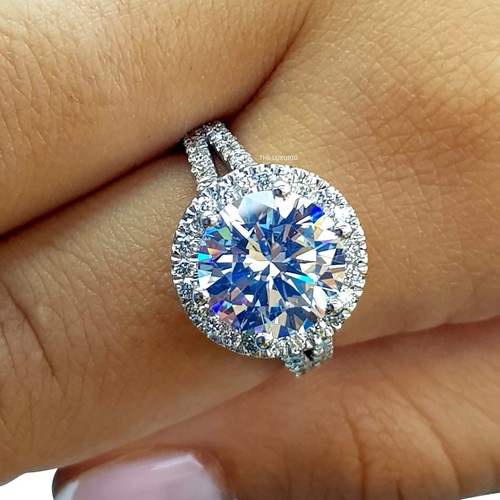 Anello di fidanzamento rotondo in oro bianco 14 kt con diamante coltivato... - Foto 3 di 13