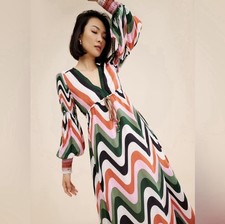 FARM Rio Wave Gradient Maxi Dress Striped Multi Size XSmall