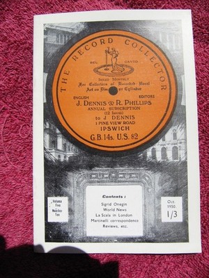 RECORD COLLECTOR Magazine 1950 Vol 5 No 10 SIGRID ONEGIN Martinelli Discography