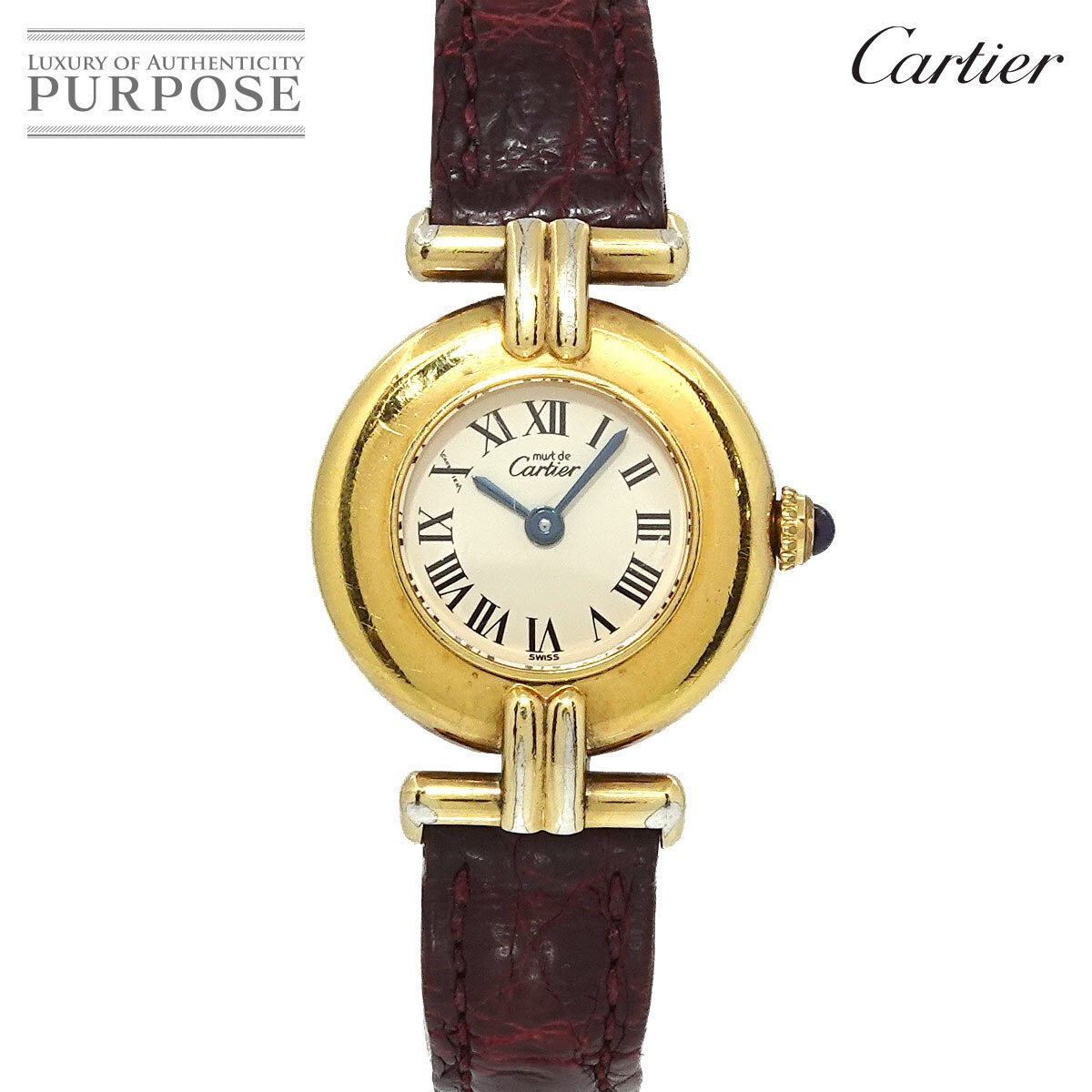 Cartier Mustcolisee Vermeil Vintage Ladies Watch Ivory SV925 Quartz Mustcolisee
