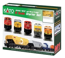 N Kato 1060024 ES44AC Mixed Freight Starter Set Train, Track & Power BNSF Swoosh