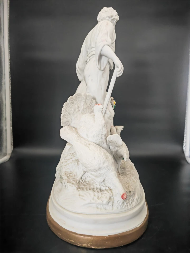 Imposant groupe en porcelaine biscuit signé d’après Joseph d’Asté scène paysanne - Photo 4/4