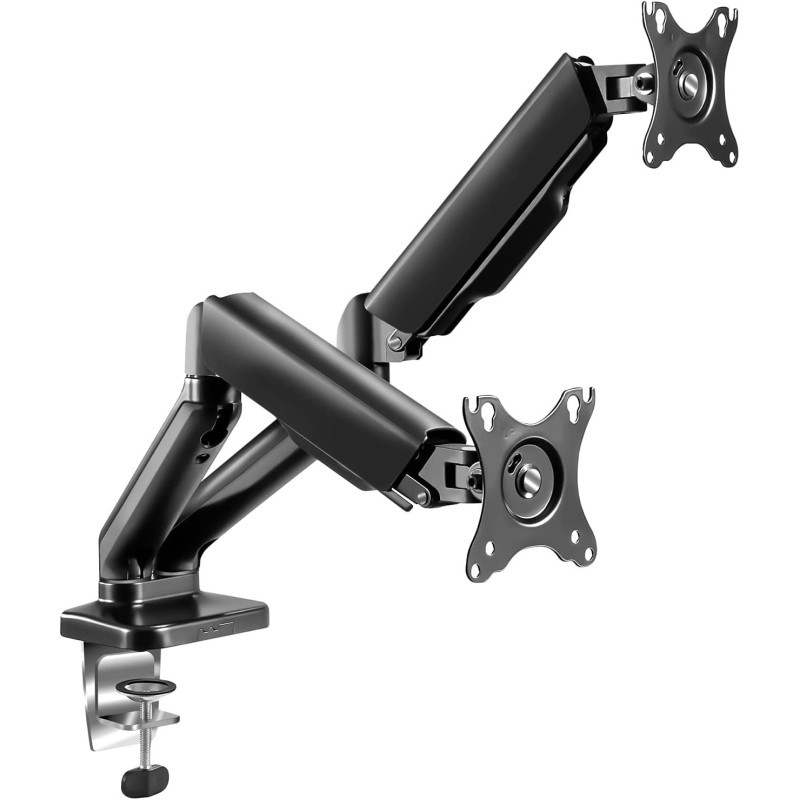 Support double ecran PC 17 a 32 pouces bras articule noir en acier ErgoOffice