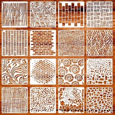16PCS Geometric Stencils for Painting, Reusable Abstract Layering Stencils for