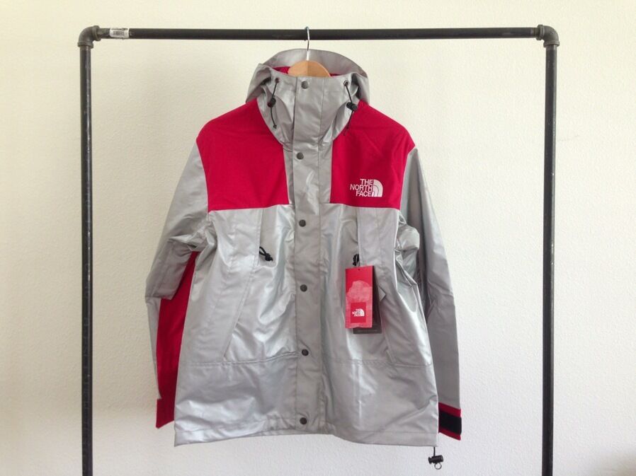 SUPREME X THE NORTH FACE 3M MOUNTAIN PARKA REFLECTIVE SILVER RED JACKET TNF  L