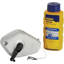 Irwin 1932880 Aluminum Strait-Line ,Wide Door Blue Chalk Line Reel 100  ft.,New