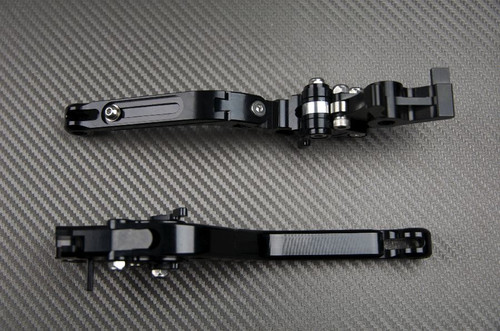 Adjustable Folding Flip Up Levers Pair Full Black CNC MOTO GUZZI V7 all versions - Afbeelding 3 van 5