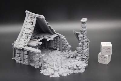 Tabletop Terrain Fantasy Medieval 8x6x5 House Ruin Dnd RPG Wargame Skirmish