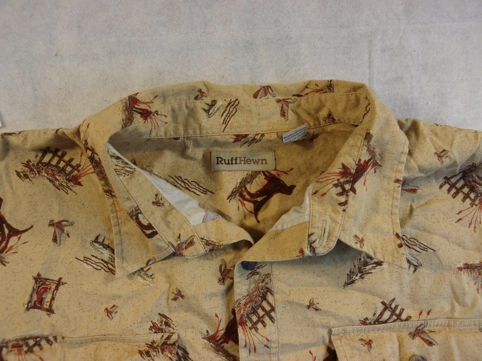 Camisa tallada con volantes puntero perros pájaros algodón talla XXL camisa de caza Foto 2 de 4