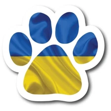 Magnet Me Ukrainian Flag Pawprint Car Magnet - 5" Paw Print Auto Truck Fridge Ma