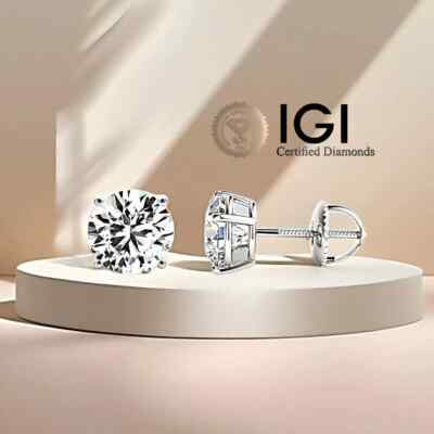 Carat IGI Certified E VVS2 Lab Grown Diamond Stud Earrings