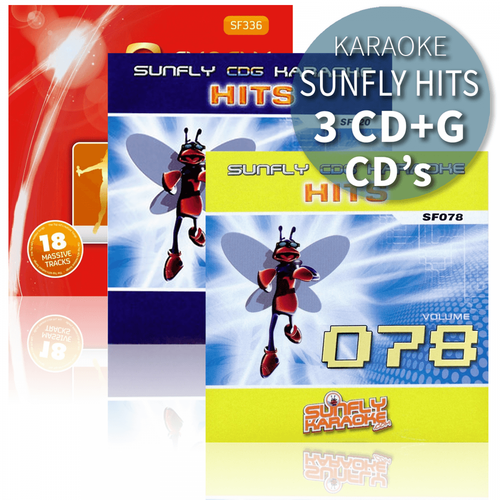 Sunfly Karaoke Hits Triple CDG Set CD+G Discs 49 Chart Hit Tracks