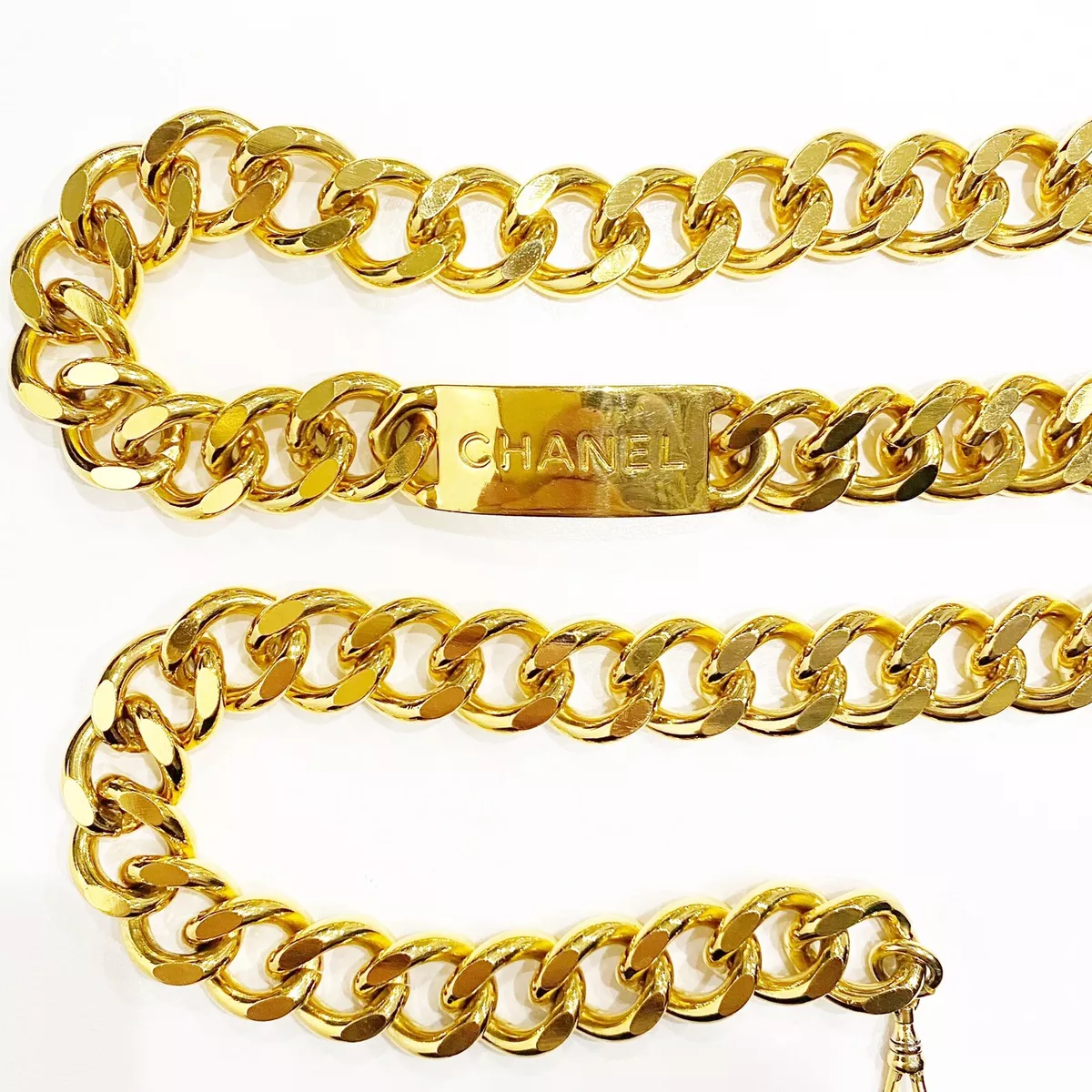 Chanel Belt Vintage Gold Link Chain Chanel Name Spelled Out