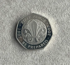 2007 Great Britain 50 Pence - Scouting Movement - Silver Proof Piedfort L2