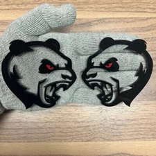 Panda w/eye Emblem Fender Badge Car or Truck, (2) Badges, Angry Raging Agressive