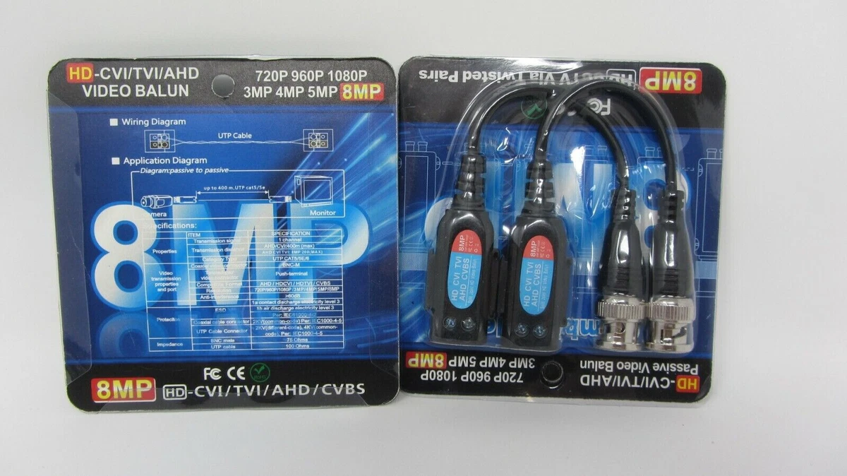 TRANSRECEIVER TRASDUTTORE VIDEO BALUN PASSIVO 8CH CANALI 4in1 AHD