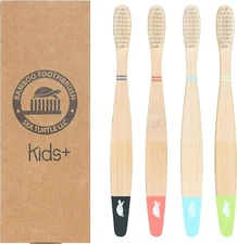 SeaTurtle Kids Plant-Based Bristles Bamboo Toothbrush - Pack of 4 - Zero Waste