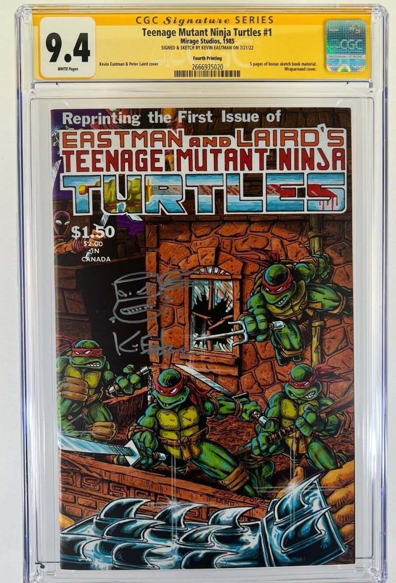 TMNT #1 4th Print CGC SS 9.4 SIGNED Eastman SKETCH Teenage