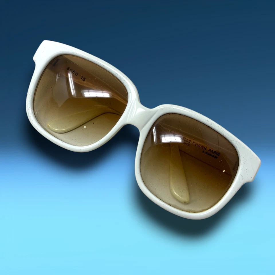 Gafas de sol Emanuelle Khanh blancas de gran tamaño de colección años 80 ámbar degradado 8080 Foto 3 de 4