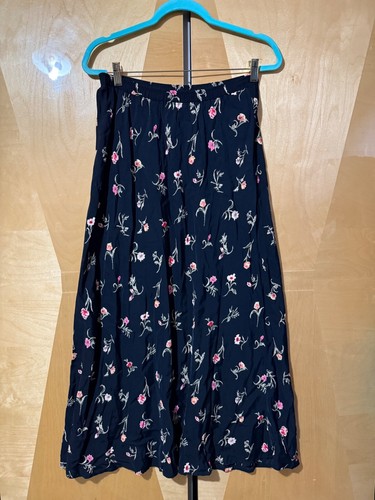 Carol Anderson Collection Womens Long Skirt M Medium Black Floral