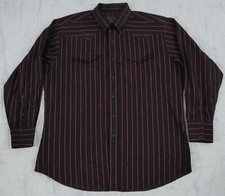 Panhandle Slim Western Shirt Mens17.5/35 Rodeo Cowboy Black Red Stripes