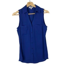 Express Cobalt Blue Sleeveless Button Down Tank Top XS