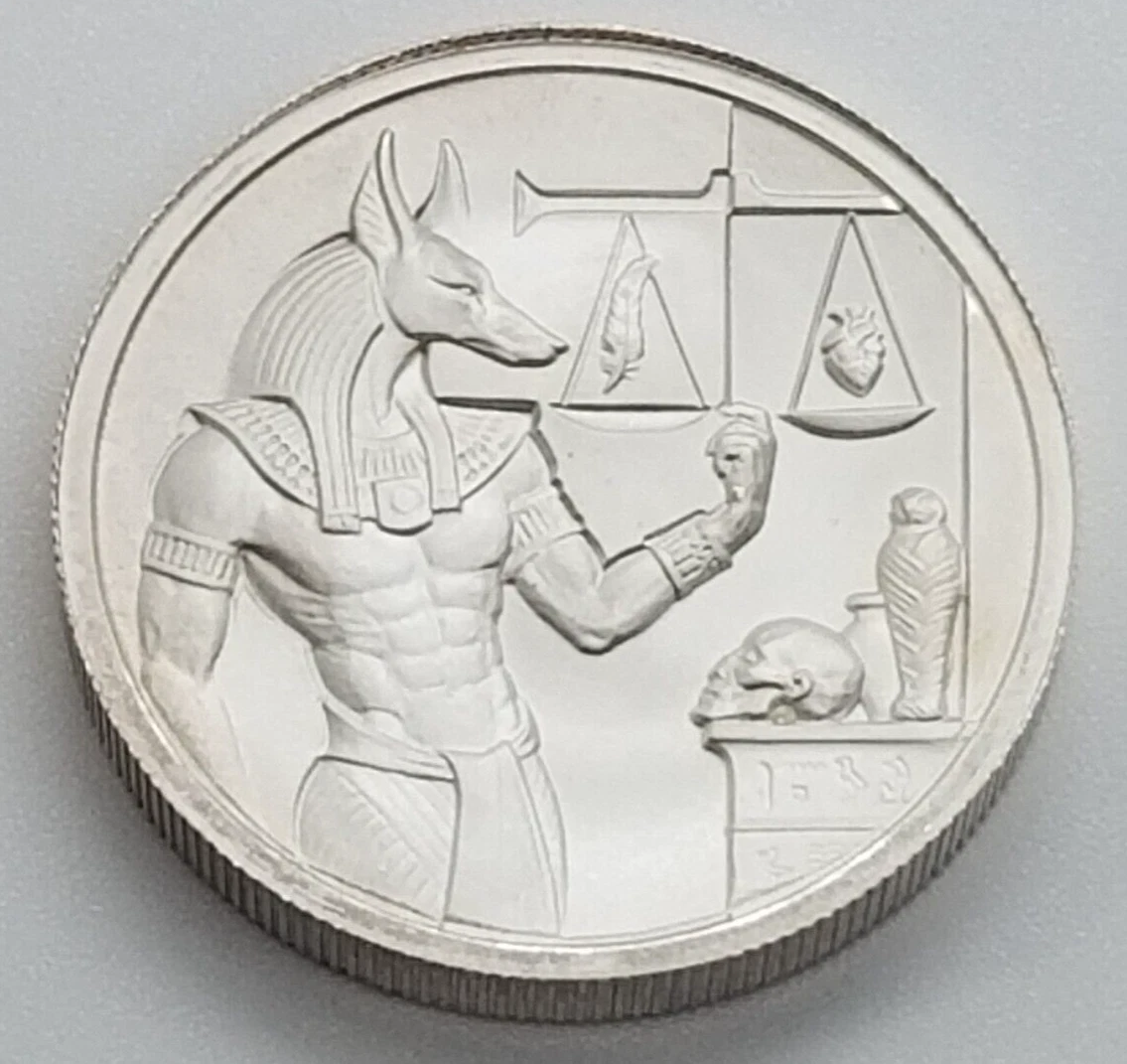 2 oz Silver Sobek Rounds (Egyptian Gods Series #3, New, High Relief)