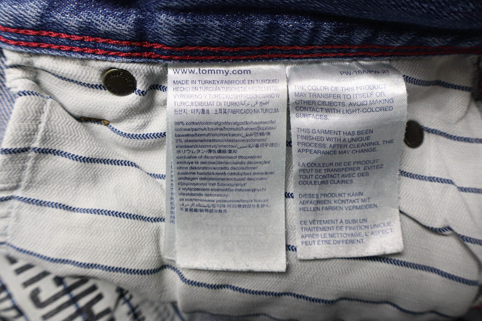 TOMMY HILFIGER Denton Straight Fit Jeans Men's W30/L32 Blue Whiskers Faded thumbnail 6