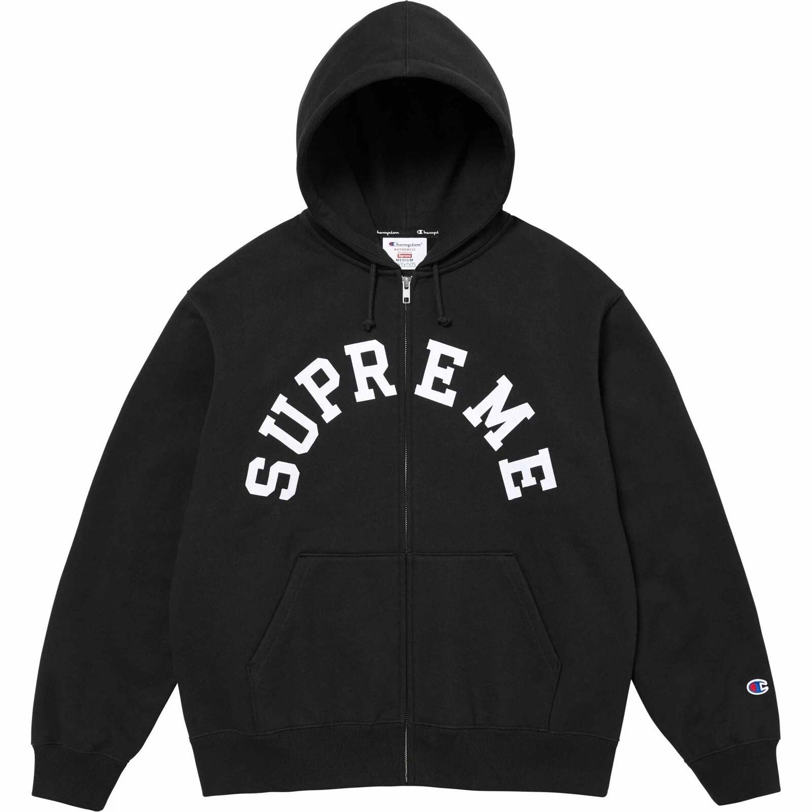 SWEAT SHIRT À CAPUCHE ZIPPÉ 24SS SUPREME®/CHAMPION® noir moyen neuf avec étiquette