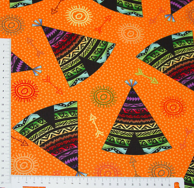 Indianerzelte Tipi - Serie Pow Wow Wow von RJR Fabrics - Patchwork Stoff  (0794)