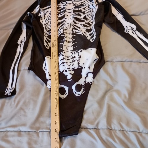 Dia De Los Muertos Outfit Black Skeleton Bodysuit Costume C5 - Picture 5 of 8