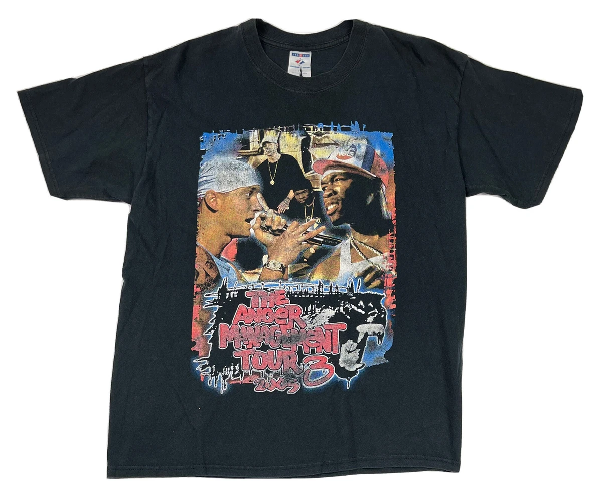 VTG Eminem 50 Cent Anger Management Tour 2005 T Shirt Rap Hip Hop G Unit D12 L