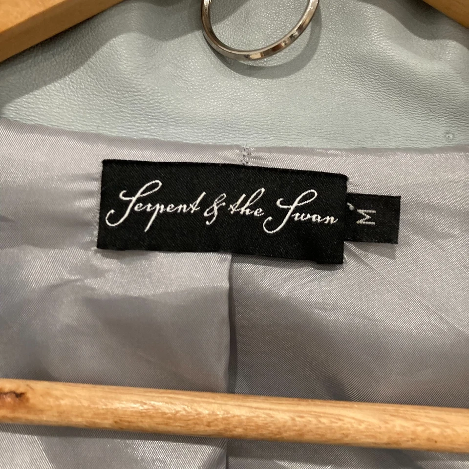 Chaqueta vintage Serpent & The Swan para mujer talla 12 lana merino ribete de cuero 48304 Foto 4 de 4