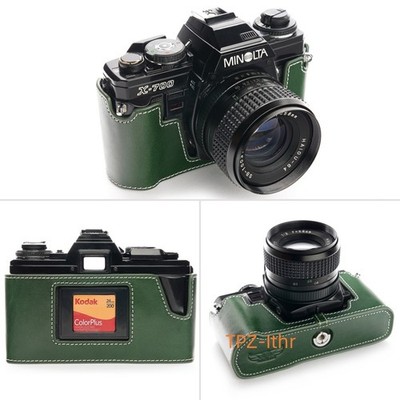 For Minolta X-700 X-570 Handmade Genuine Real Leather Half Camera Case Bag Cover