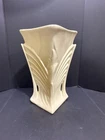 Vintage McCoy Pottery Ivory Leaf Wheat Vase Openwork Art Deco Style 7” USA