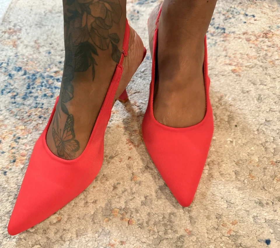 Red Kitten Heels Size 9 Sling Back. 2.5 Inch Heel New Never worn - Image 2 of 4