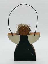 Vintage hand crafted Wooden Angel Wall plaque Ornament Folk Art