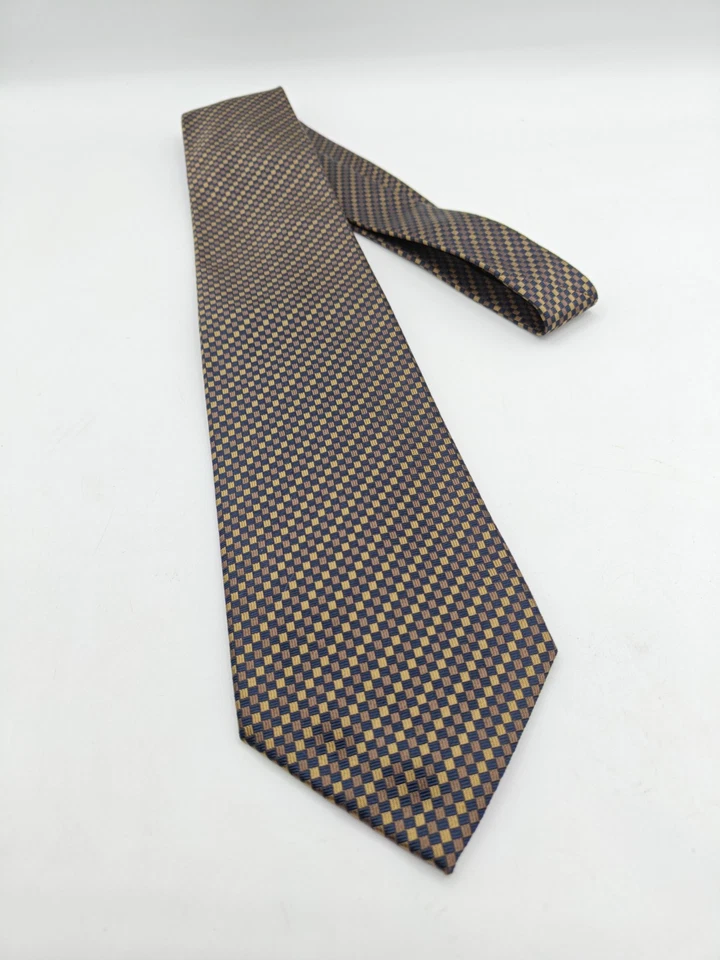 🇮🇹 Borrelli Mens Brown Check SIlk Tie Made In Italy 59x3 7/8 - Image 3 of 4