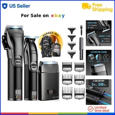 Professional Barber Clippers Trimmer Set Lithium Cordless Fade Haircut Kit