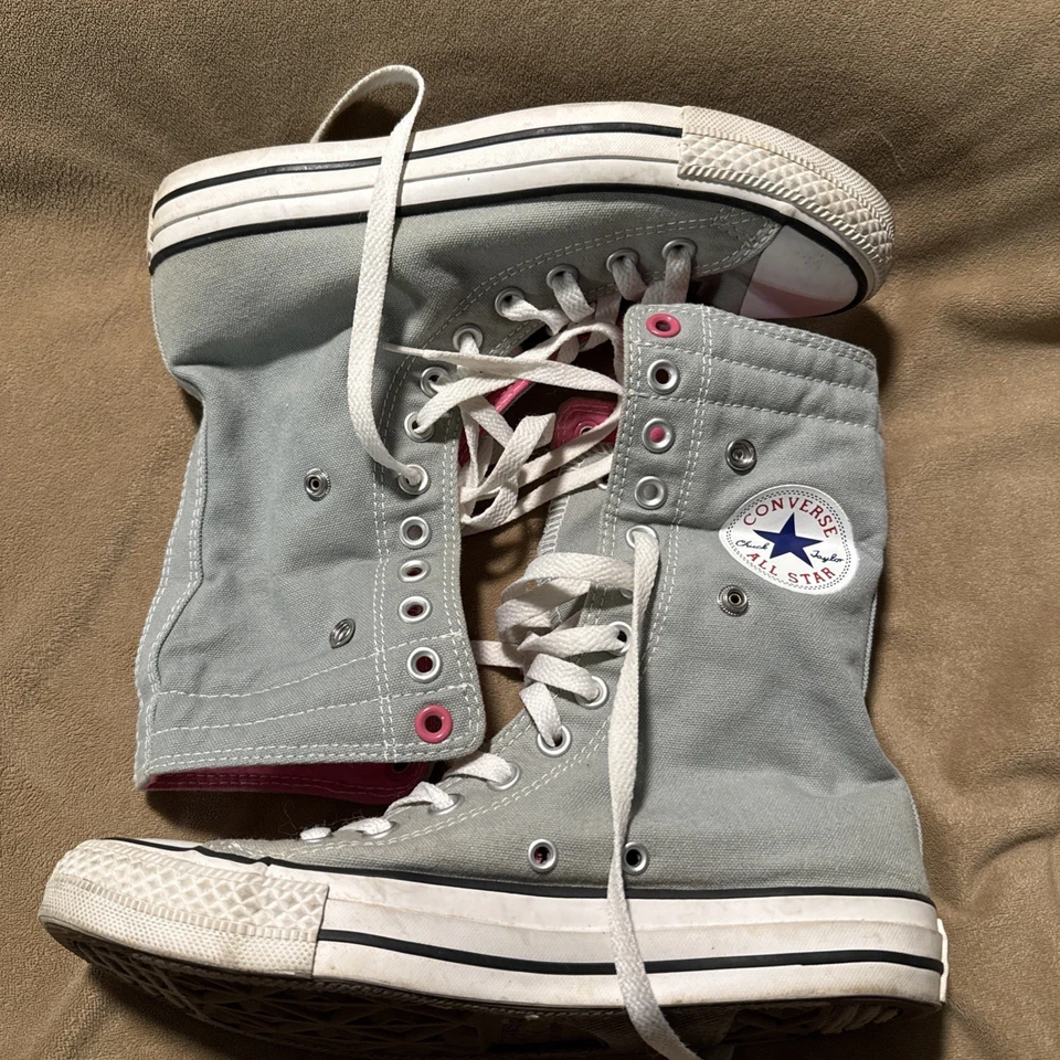 Converse All Star Chuck Taylor High Fold Down Gray & Pink Women’s size 8 Mens 6 - Image 3 of 4